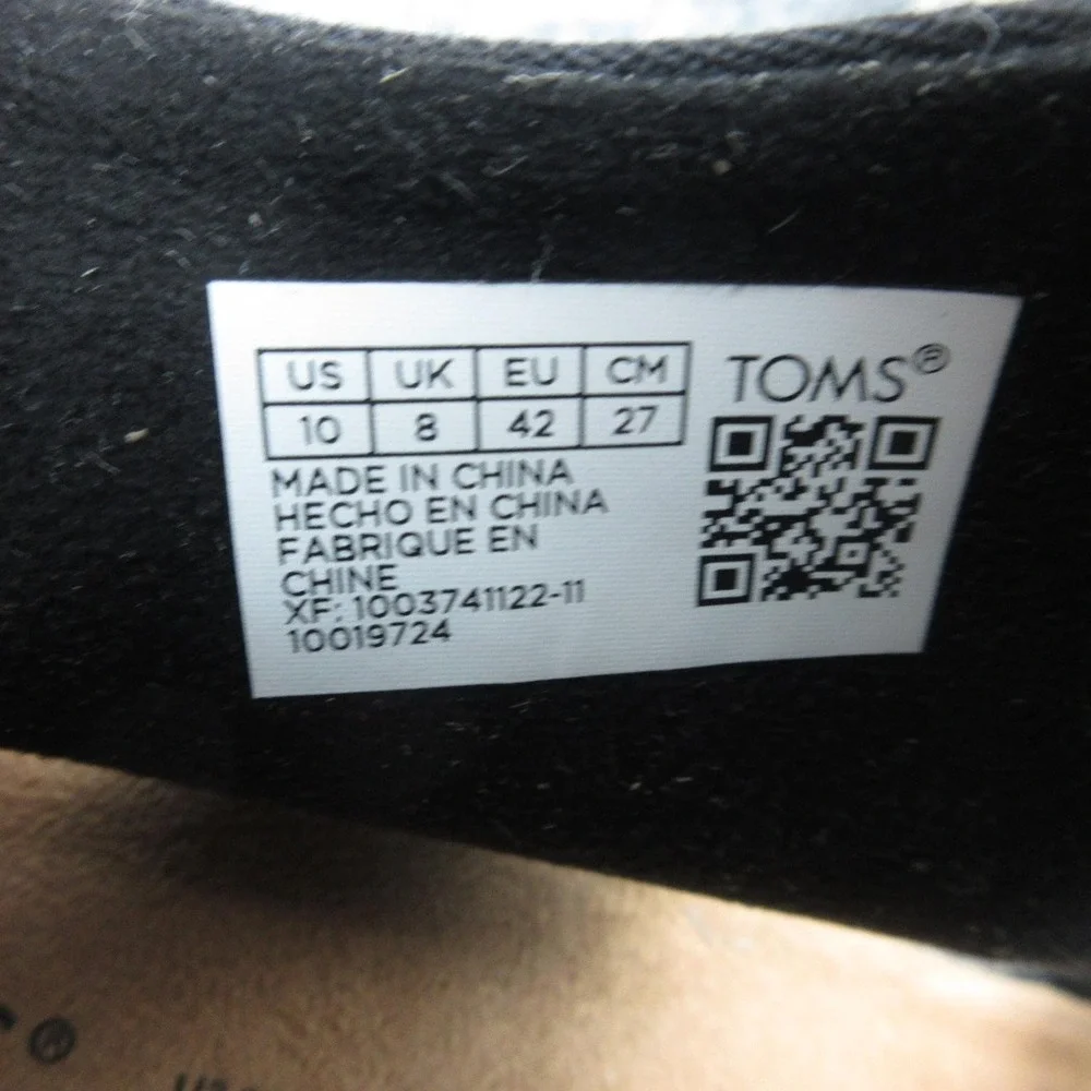 TOMS Majorca Cutout Sandals Womens Size 10 Black Strappy Woven Block Heel Zip